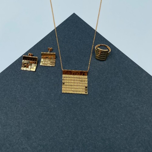 نص طقم ذهب أصفر عيار 21