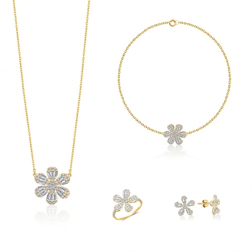 طقم ذهب أصفر عيار 18