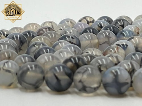 سبحة الألوان (99 أحجار العقيق نادرة بعروق سوداء)