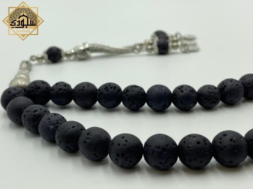 سبحة (اللافا البركاني) بالعود الكمبودي (33 خرزة)