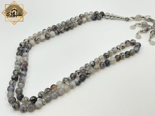 سبحة الألوان (99 أحجار العقيق نادرة بعروق سوداء)