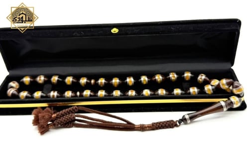 سبحة كوك ملكية كهرماني بالفضة الخالصة عيار 925