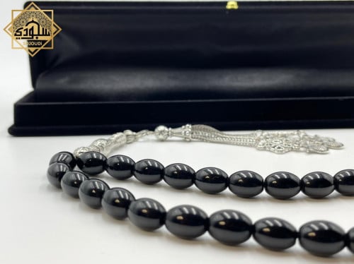 سبحة اونكس أسود (33 حجر بيضاوي)