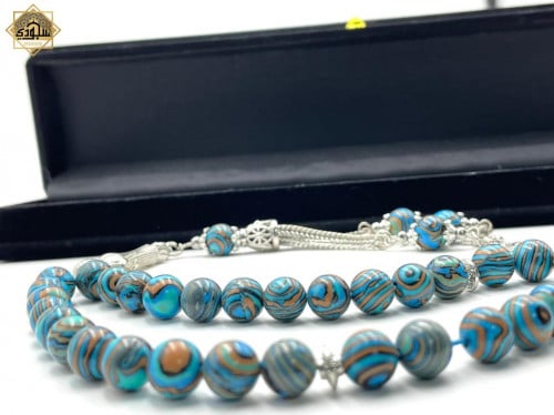 سبحة حجر الملاكيت 33 خرزه (8ملم)