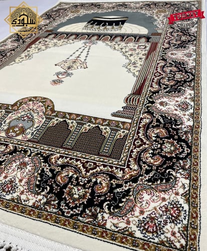 سجادة حرير تركية كبيرة فاخرة (أبيض)