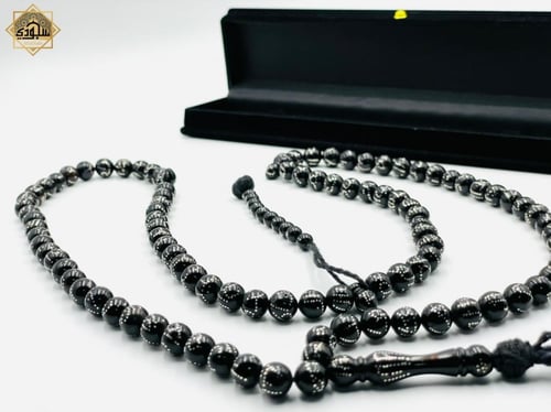 سبحة الكوك الطبيعي الملكية بالفضة (اسماء الله الحس...