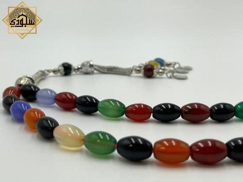 سبحة عقيق ملونه (33 حجر)