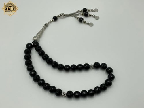 سبحة العقيق الأسود الفاخر (أونكس) (33 حجر)