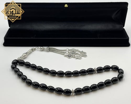 سبحة اونكس أسود (33 حجر بيضاوي)