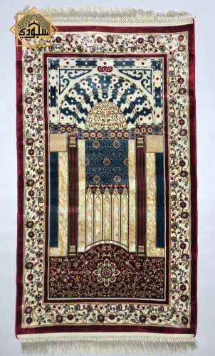 سجادة حرير تركية فاخرة (أحمر) كبيرة