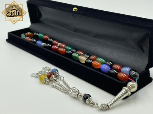 سبحة عقيق ملونه (33 حجر)