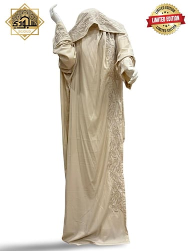 شرشف صلاة لف مطرز فاخر مع طرحة متصلة ( بيج )