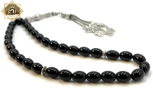 سبحة اونكس أسود (33 حجر بيضاوي)