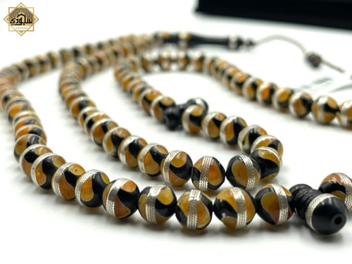 سبحة كوك - ترابكهرمان ملكي بالفضة الخالصة عيار 925