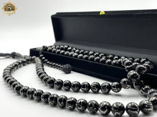 سبحة الكوك الطبيعي الملكية بالفضة (اسماء الله الحس...