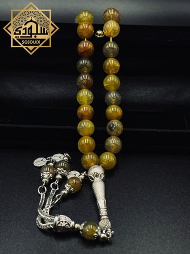 سبحة عقيق عروق شكل ثلجي (33 حجر)