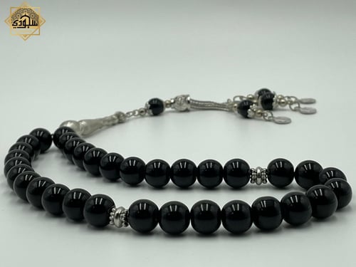 سبحة العقيق الأسود الفاخر (أونكس) (33 حجر)