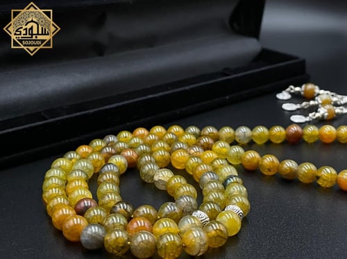 سبحة الألوان (99 أحجار العقيق بعروق كالثلج)