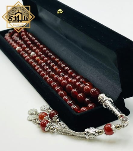 سبحة العقيق الطبيعي العودي (99 خرزة)