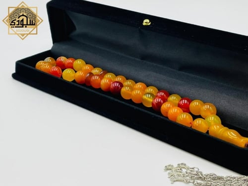 سبحة عقيق ملون تدرج برتقالي (33 حجر)