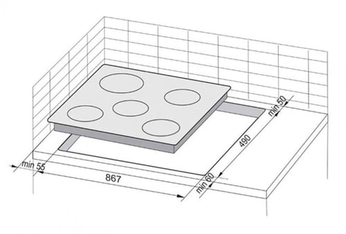 سطح بوماتيك 90 سم 5عين سيراميك BMEH95EE