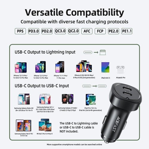 شاحن سيارة ا AceFast B2 بقوة 72 واط منفذين تايب سي...