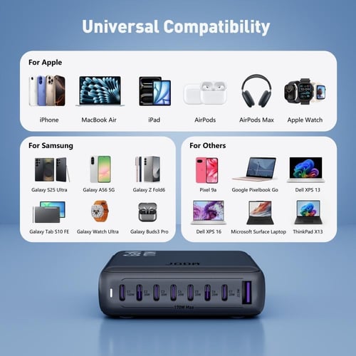 منصة شحن JODA فولتيكس بقوة 170 واط بسبعة منافذ تاي...