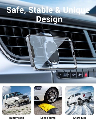 حامل جوال AceFast D16 للسيارة بفتحة المكيف - رمادي