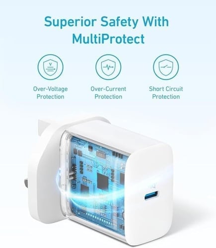 شاحن جداري انكر بقوة 20 واط بمنفذ تايب سي مع سلك ت...