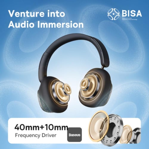 بيسوس سماعة رأس لاسلكية بلوتوث اسود-bwoie h1i