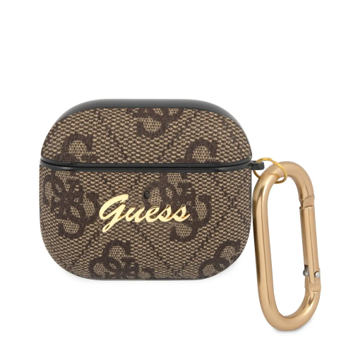 كفر حماية من GUESS للايربودز 3 جلد بني ببلاستيك مق...