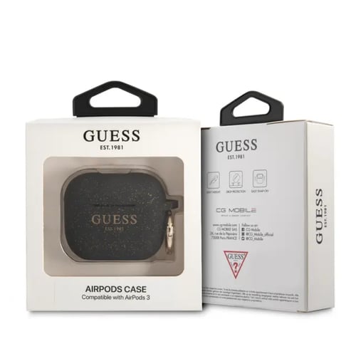 كفر حماية من GUESS للايربودز 3 سيليكون Glitter اسو...