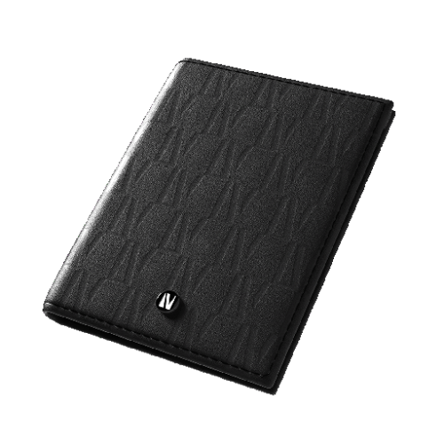 ليفيلو جلد طبيعي ثنائي الطي مع منظم جيب بشعار منقو...