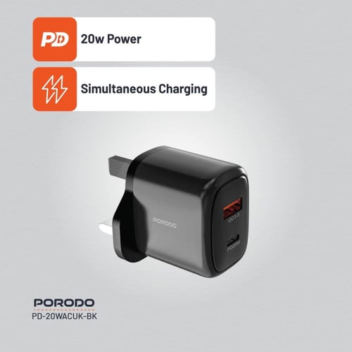 رأس شاحن مزدوج سريع 20 و 18 واط نمط بريطاني بورودو...