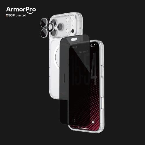بكج ArmorPro اربعة في واحد ( كفر حماية ماج سيف شفاف + حماية شاشة خصوصية + كفر للكاميرا + حماية للعدسات ) للايفون 18 برو