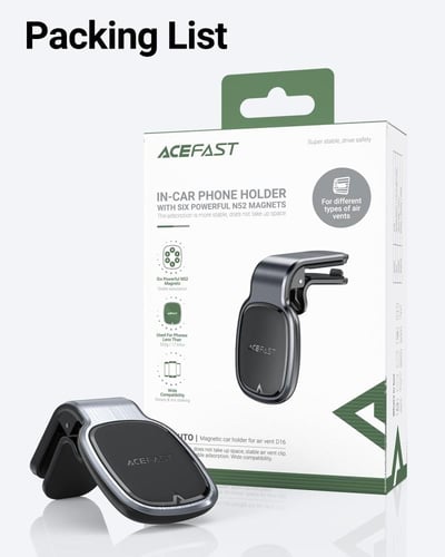 حامل جوال AceFast D16 للسيارة بفتحة المكيف - رمادي