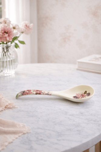 ملعقة تقديم بورسلان بنقوش زهرية فاخرة