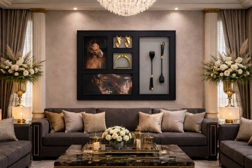 لوحة فروسية عصرية بإطار أسود فاخر