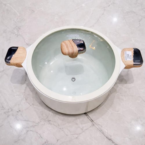 قدر يوكين الفاخر بغطاء زجاجي مقاس 24 سم وسعة 4.5 ل...