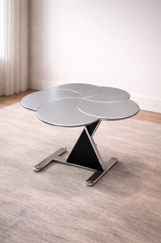 طاولة خدمة مودرن بسطح دائري متعدد الطبقات وقاعدة ه...