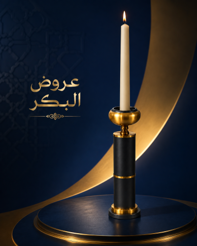 شمعدان ديكور فاخر أسود وذهبي – عروض البكر