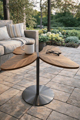 طاولة خدمة بشكل فراشة بسطح خشبي أنيق وقاعدة معدنية...