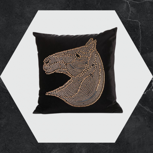 غلاف خدادية بخرز على شكل خيل-أسود