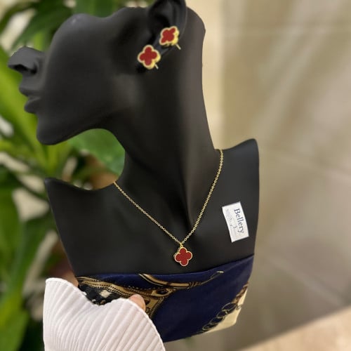 سلسال ورده مع حلق بلون احمر