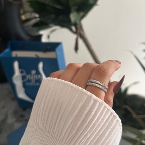 خاتم بكرستال مفتوح من الاسفل فضة 925 ( مع كيس وعلب...