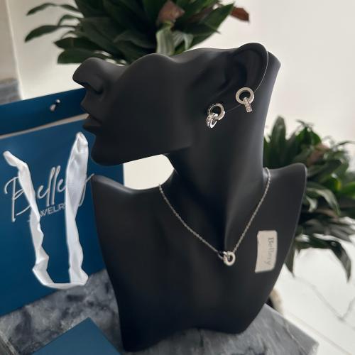 طقم فضة ( سلسال+اقراط+سوارة) شامل الملحقات