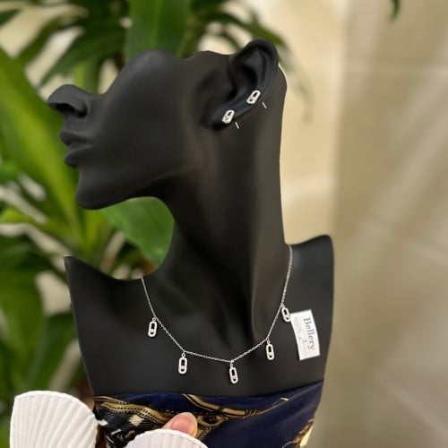 سلسال شوكر فضي مع حلق