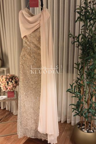 فستان مناسبات ساتر لون بيج