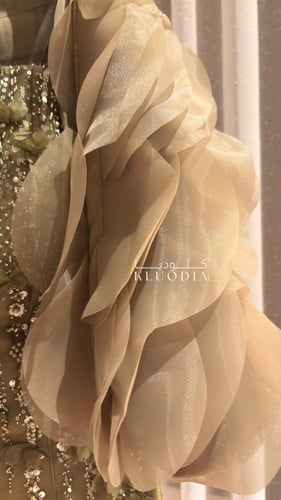 فستان سهره فخم زيتي بقطعتين منفصله