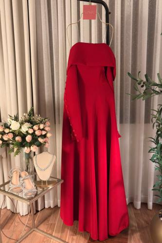 فستان مناسبات ناعم ب اكمام طويله